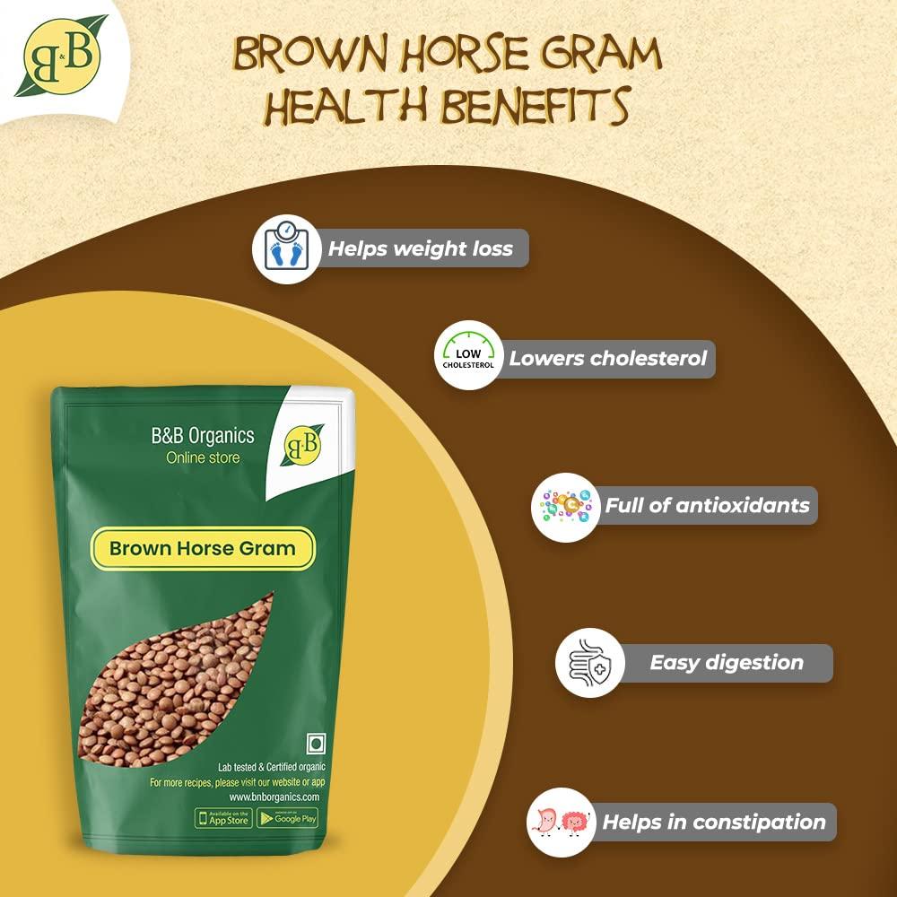 B&B Organics B&B Organics Brown Horse Gram(1kg)/ Vellai Kollu Paruppu/Protein Rich & Certified Organic Legume