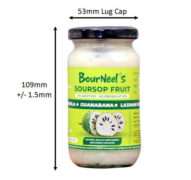 BourNeel's BourNeel\'s Soursop Fruit Jar 200gm Pack of 1 | No Preservatives | Immunity & Energy Booster | Organic Natural & Real Healthy Graviola Laxman Phal Fruit | High Vitamin C |