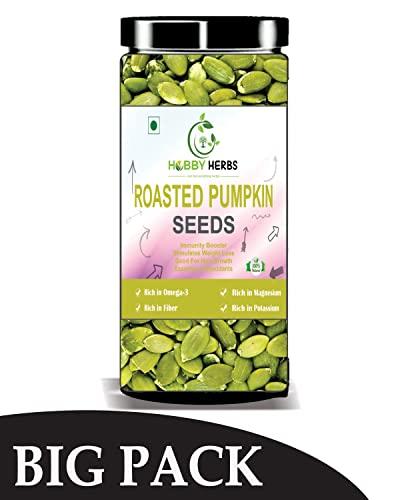Hobby Herbs Hobby Herbs Roasted pumpkin seeds for eating 500gm | Protein and Fiber Rich | Lightly Salted for Healthy Diet | Immunity Booster Superfood