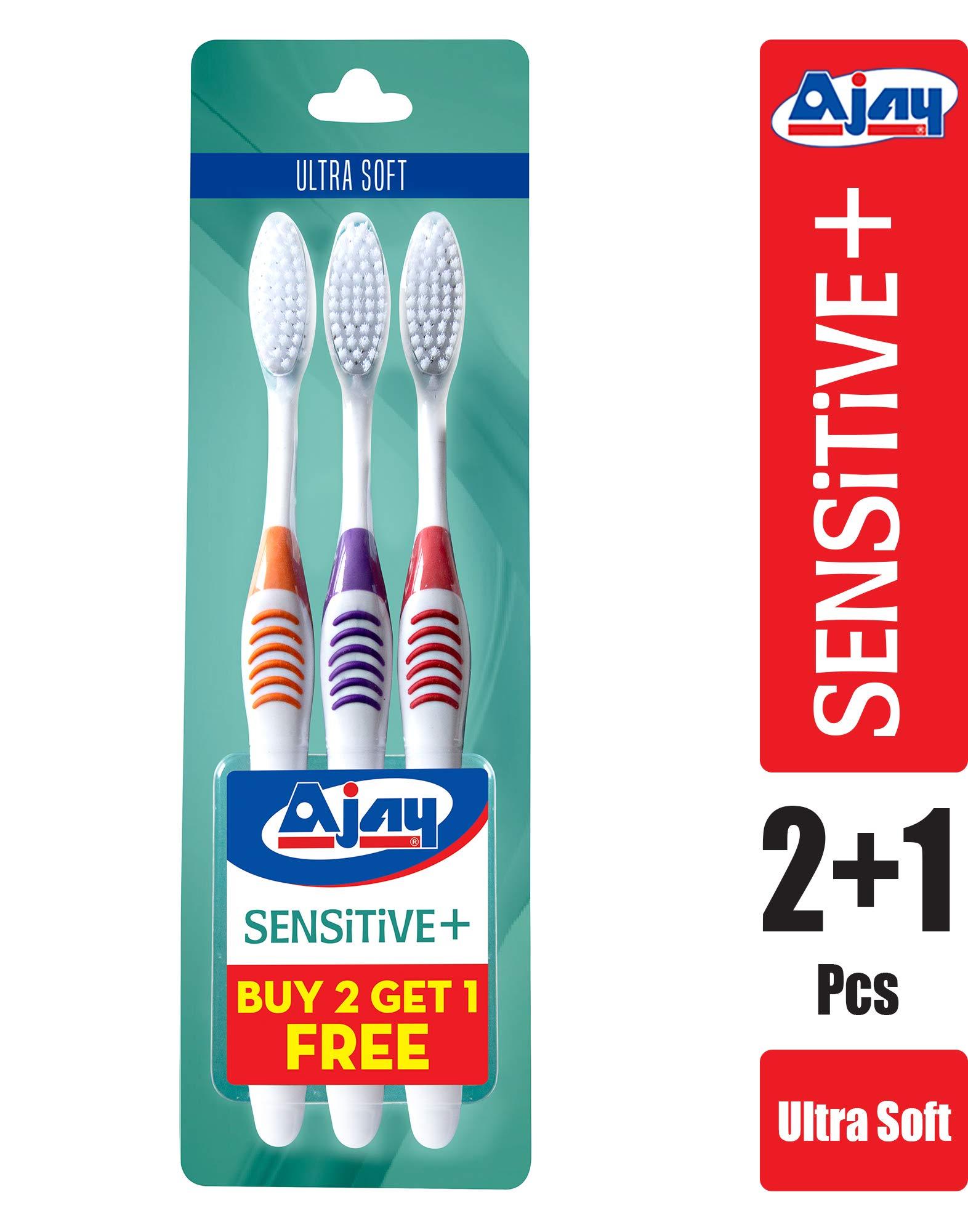 Ajay AJAY SENSITIVE Manual Toothbrush for adults + OFFER PACK,Pack of Assorted color
