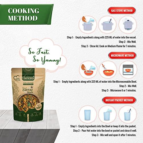 Chericious Chericious Ready Eat Vegetable Handi, Vegetarian Meal, Instant Food, Cook Food, Readymade Food Packet, Heat and Eat Food, Indian Food, Travel Carry Food (Pack of 2)