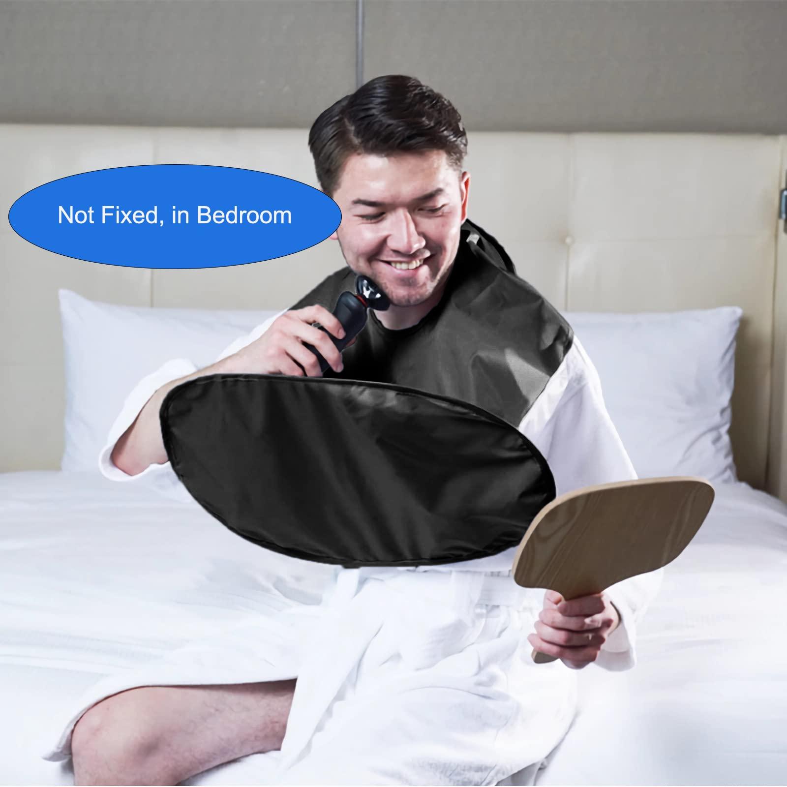 cliclifox Beard Bib Apron, Hair Catcher for Men Shaving & Trimming, Non-Stick Beard Cape Grooming Cloth, Walkable bib, Gifts for Men, Black, 65*56cm