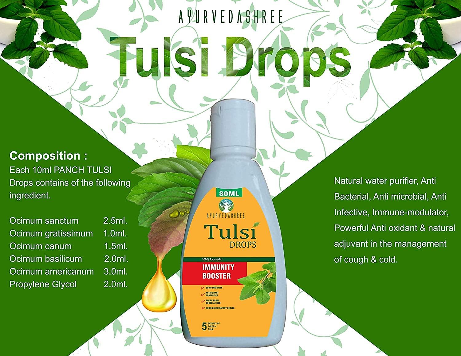 Ayurvedashree Ayurvedashree Tulsi Drops- Concentrated Extract of 5 Rare Tulsi for Natural Immunity Boosting & Cough and cold Relief: 30ml