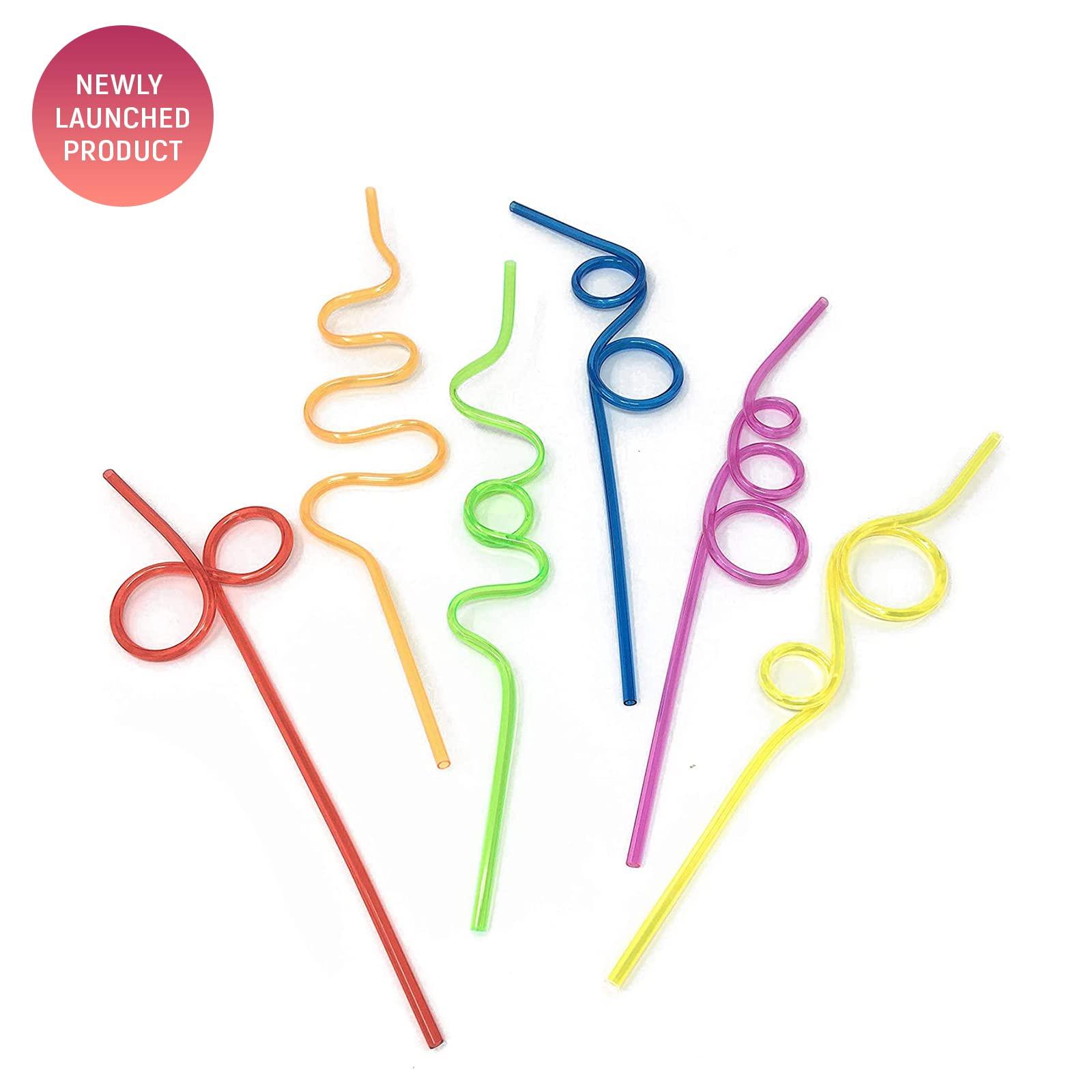 SAFE-O-KID Safe-O-Kid Newly Launched- REUSEABLE Straws for Kids, Funny Twists Drinking Straws for Birthday Parties,Colourful,8 Pcs, Assorted Colours
