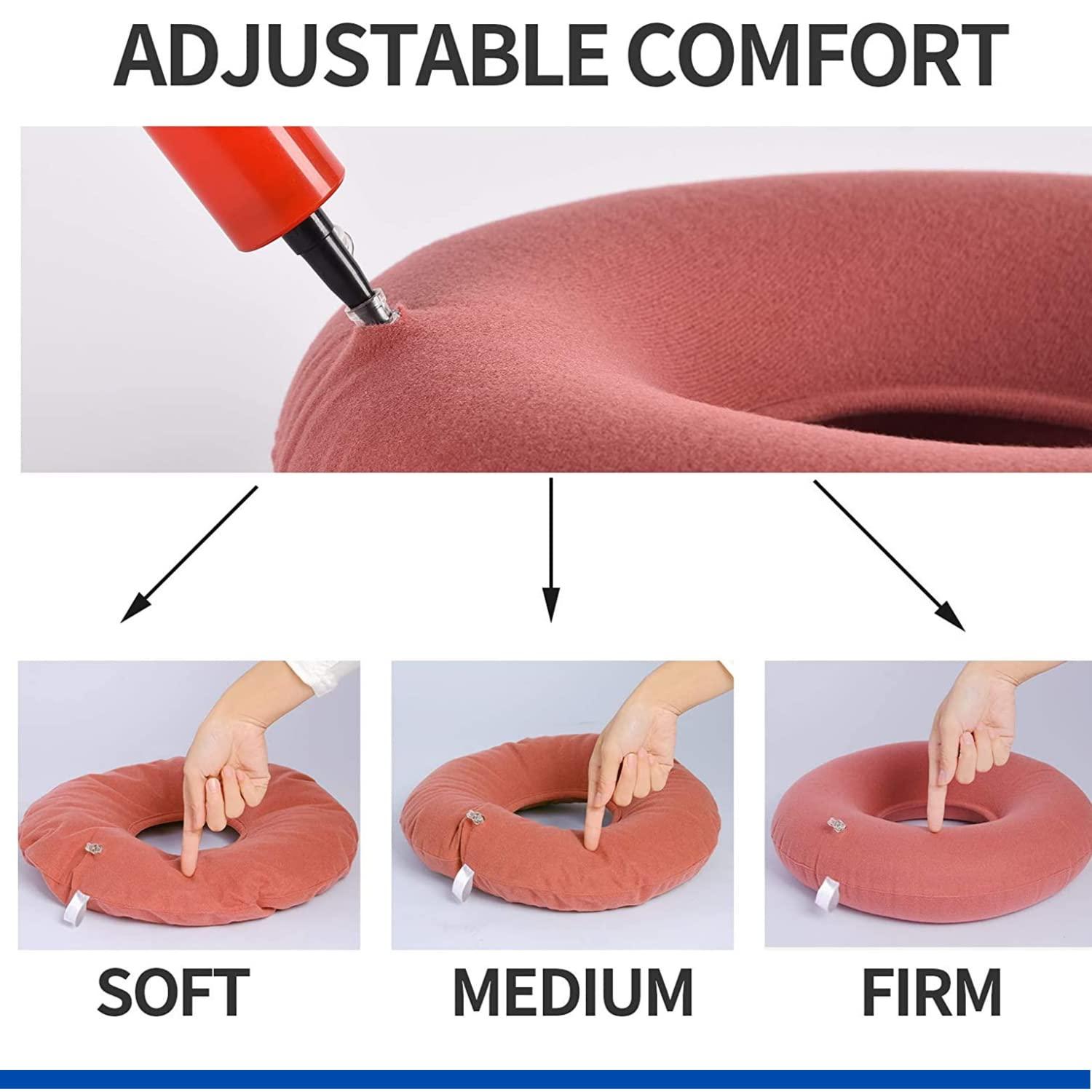 METRON Metron Inflatable Donut Seat Cushion for Haemorrhoids Piles Fistula Postpartum Post Surgery |15 inch Diameter Ring Shape Air Donut Pillow for Tailbone Pain Relief | for Office Car Home