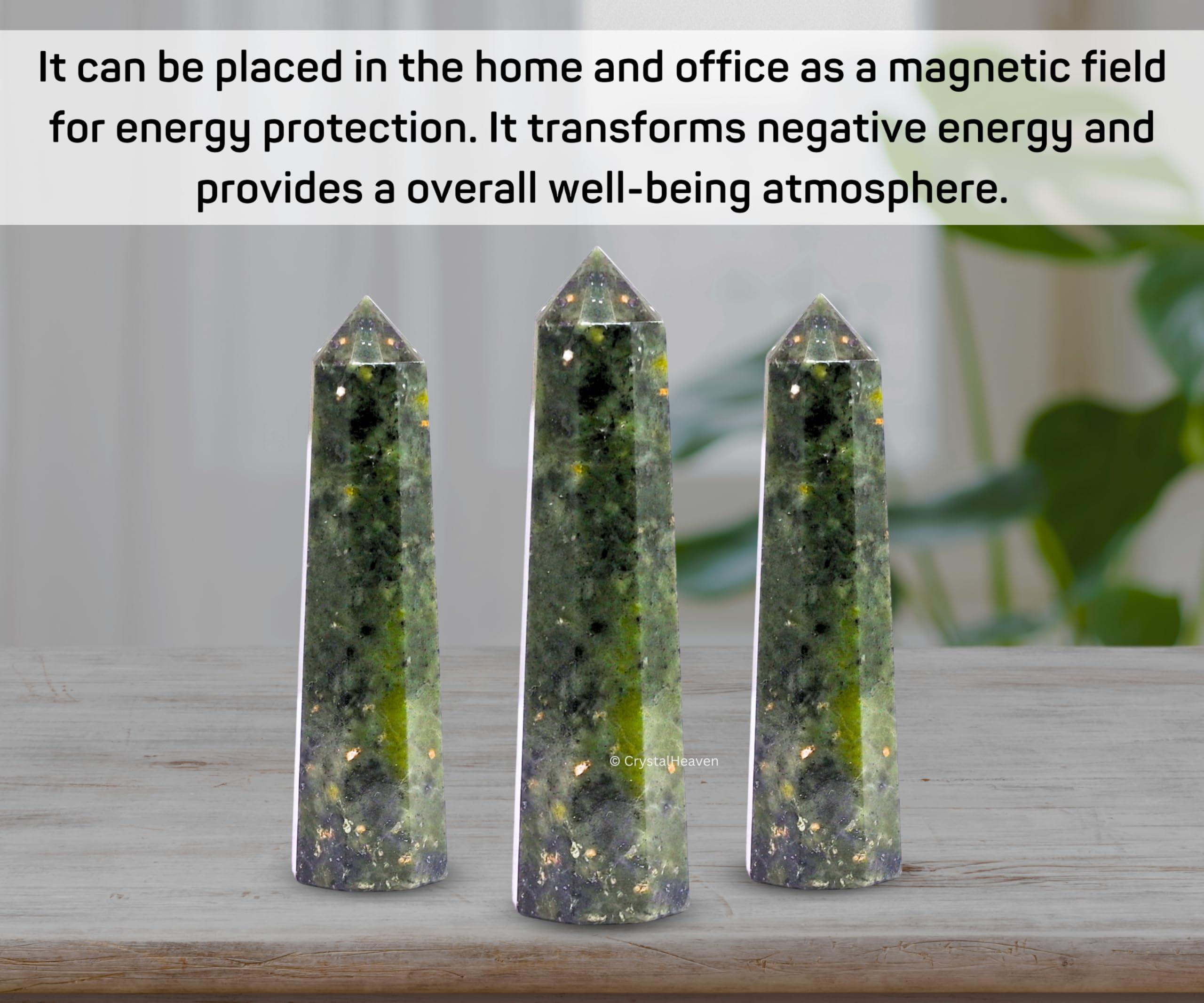 Crystal Heaven Crystal Heaven Certified Green Jade Tower Obelisk Point For Chakra, Healing And Balancing - Aaa Grade Original Certified Gemstone Agate For Reiki Meditation Yoga Spiritual (2-3 Inches)