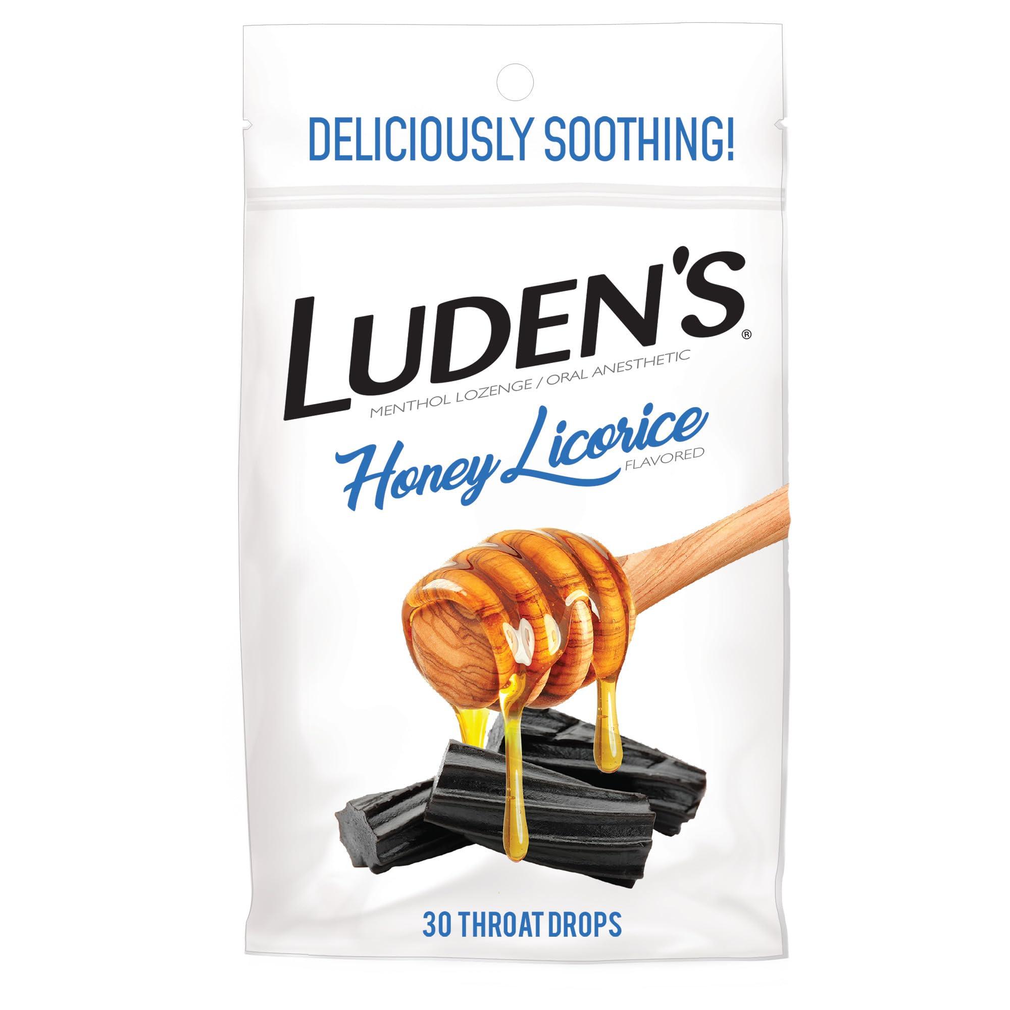 Ludens Luden\'s Throat Drops, Honey Licorice, 12 Bags of 30 drops