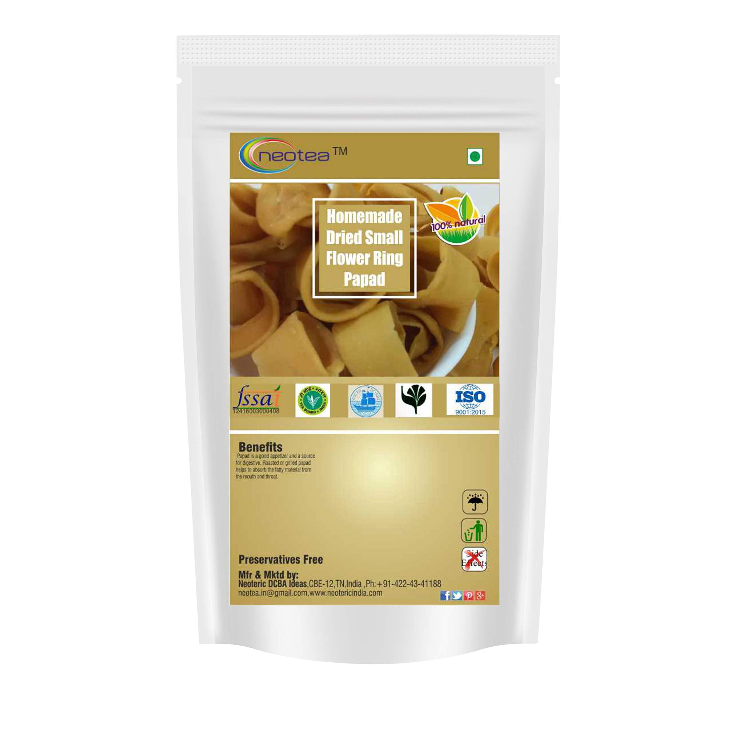 neotea Neotea Homemade Dried Small Flower Ring Snacks Papad/Appalam - Indian Dish, 250G