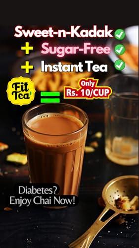 Fit Tea Fit Tea | Sugar Free Instant Tea Premix Sachet |Bulk Combo Offer Pack No Box|Strong| Add Hot Milk | (5.5g * 80 single cup sachets) (Adrak-Elaichi (single flavor pack))