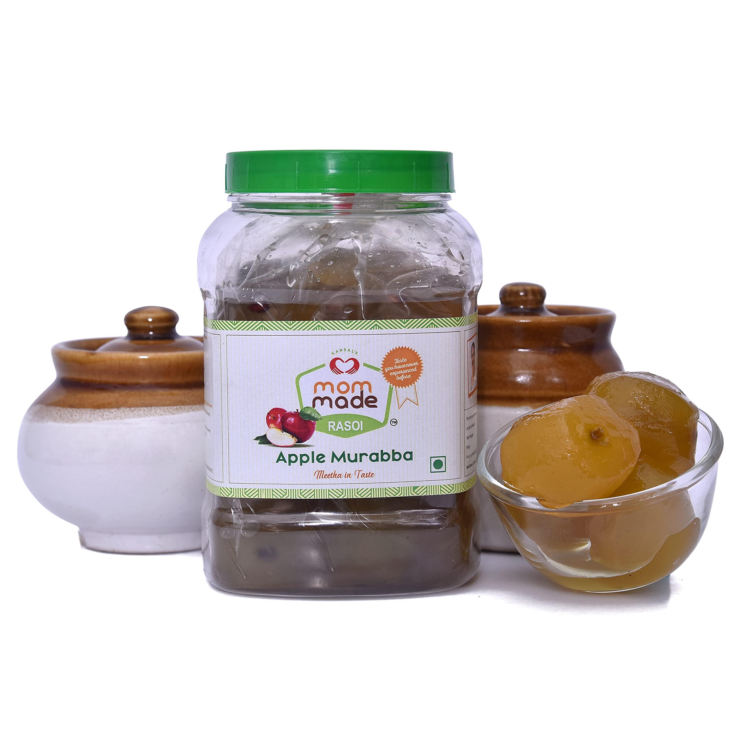 MOM MADE RASOI Mom Made Rasoi [1kg] APPLE MURABBA [Himachal Kinnauri Apple] [crunchy] [With Syrup] [Eat Healthy Stay Healthy] 7 varieties of murabbas, each having its own taste [homemade, Mom Made, Handmade]