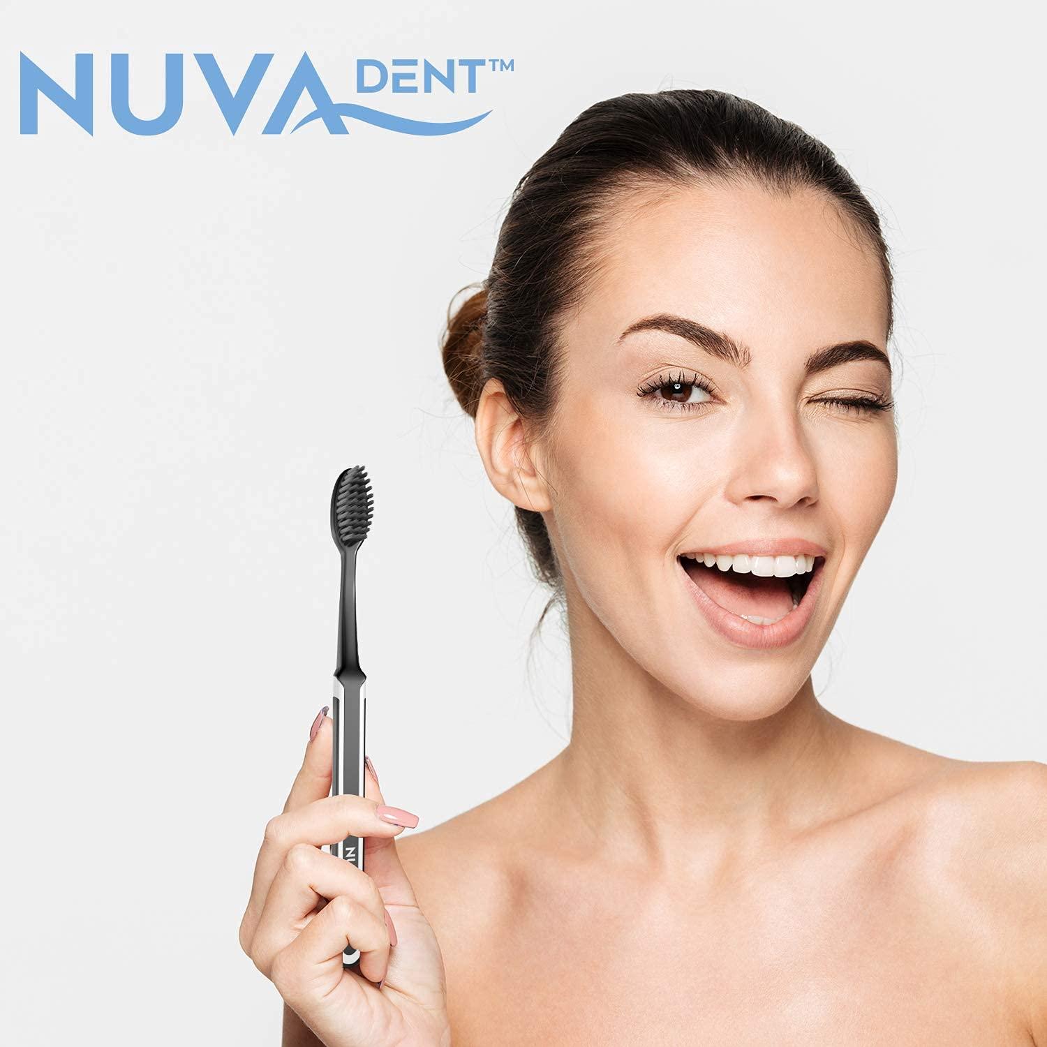 Nuva Dent NUVA DENT Charcoal Toothbrushes - Charcoal Toothbrush Soft, Activated Charcoal Toothbrush Super Soft, Toothbrush Charcoal, Teeth Whitening Charcoal Tooth Brush - Adults & Kids - 6 pc, Extra Gentle