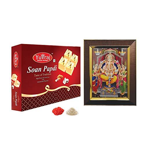 Yuvraj Food Product Yuvraj Food New Year Gift Hamper of Ganesh Lord Frame Paper Gift Box with Soan Papadi 400gm