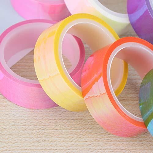 HEALLILY 8pcs Exquisite Paper Tape Unique Label Sticker Stylish Diary Hand Account Washi Paper Tape Beautiful Bronzing Paper Tape for DIY (Colorful Film)