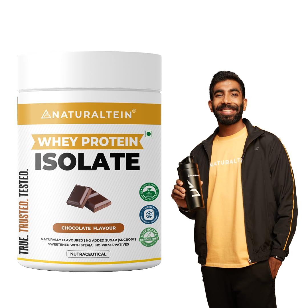 NATURALTEIN NATURALTEIN Natural whey Protein 30g Serving - 24g Protein, Isolate Chocolate - 300g (Naturally flavored, Non GMO, No Artificial Sweeteners)