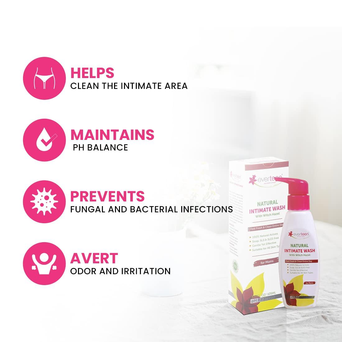 Everteen everteen Witch Hazel Natural Intimate Wash for Feminine Intimate Hygiene in Moms 2 Packs (105ml each)