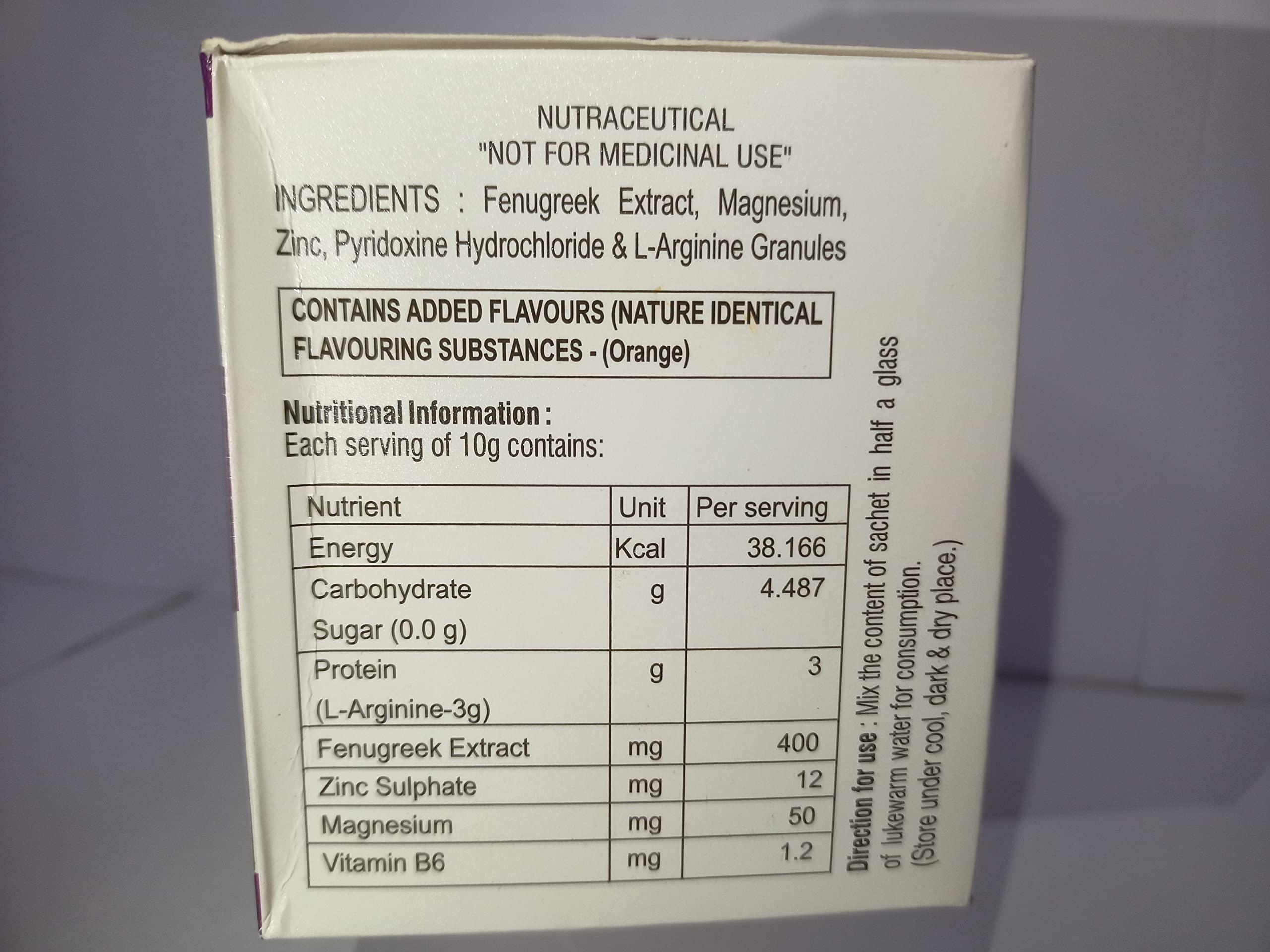 Desire-X British Phytonutrients Desire-X Fenugreek Extract,Magnesium,Zinc,Pyridoxine Hydrochloride & L-Arginine Granules Sachets[10 Servings]|Revitalizes Life|Enhance Energy Levels|Improve Physical Performance
