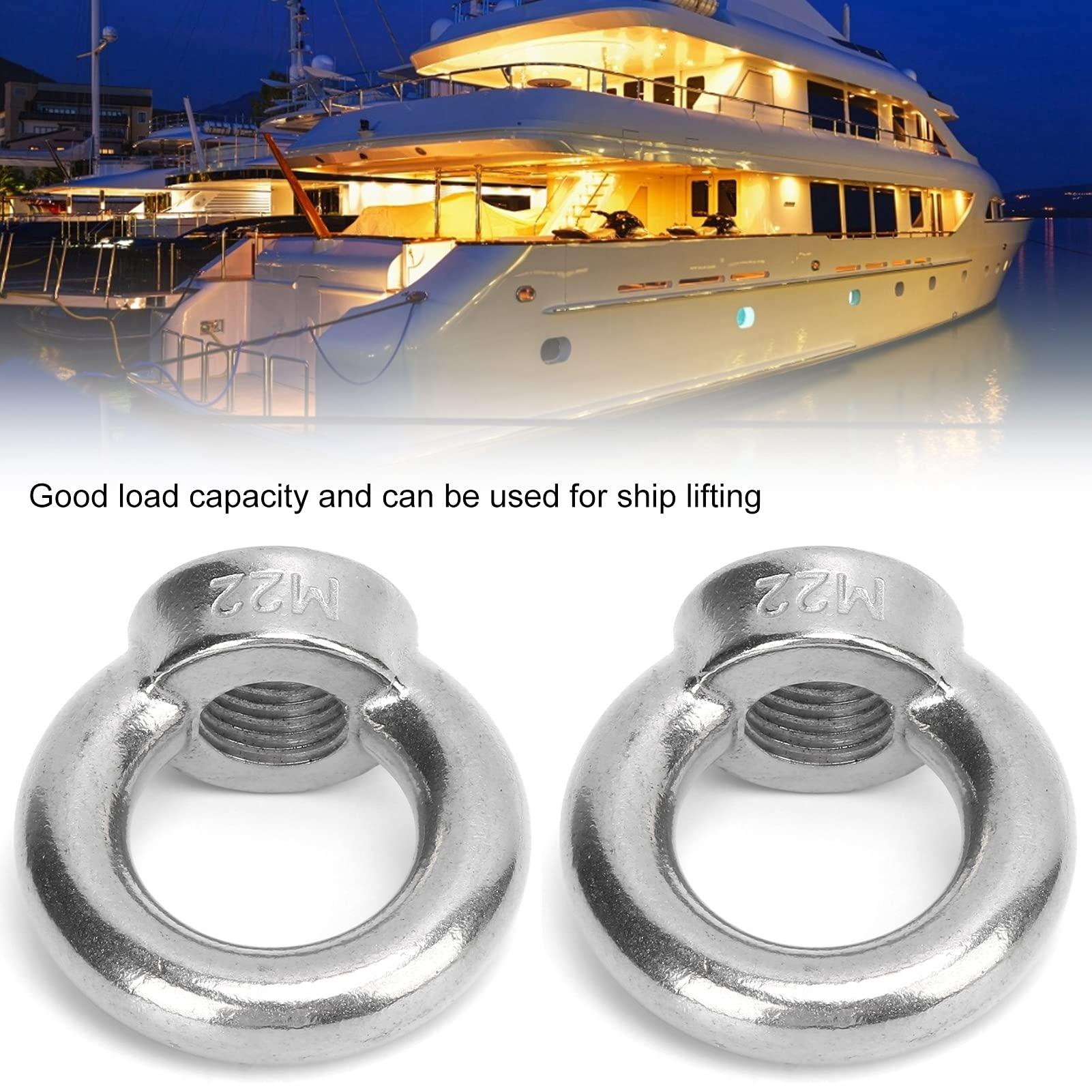 Sutinna Eye Screw Nut, Mutifuctional Lifting Eye Nut Stainless Steel Convenient Durable Reliable for Industry/Yachts/Boats for Ship Lifting(M22)