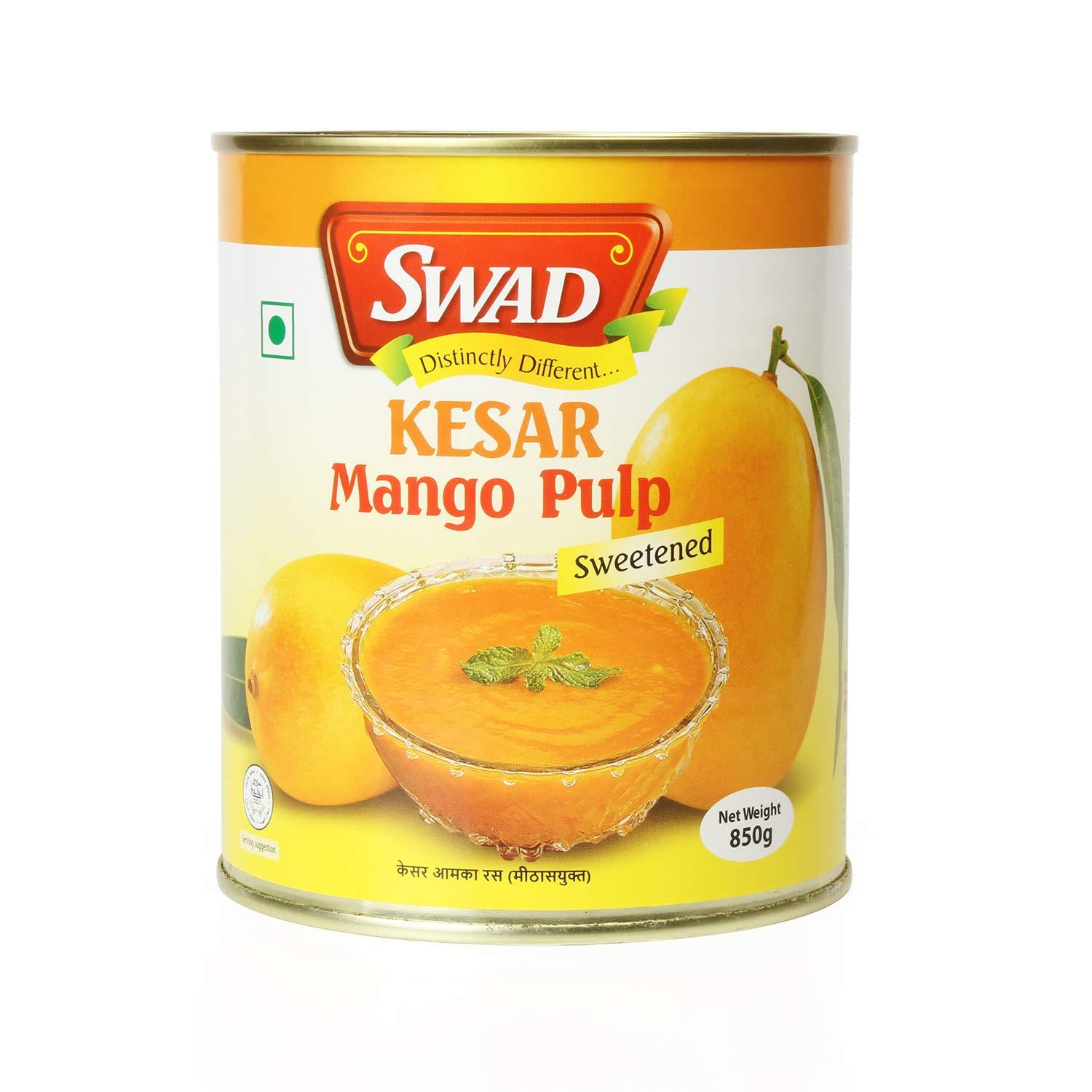 Swad Swad Kesar Mango Pulp Sweetened, 850g