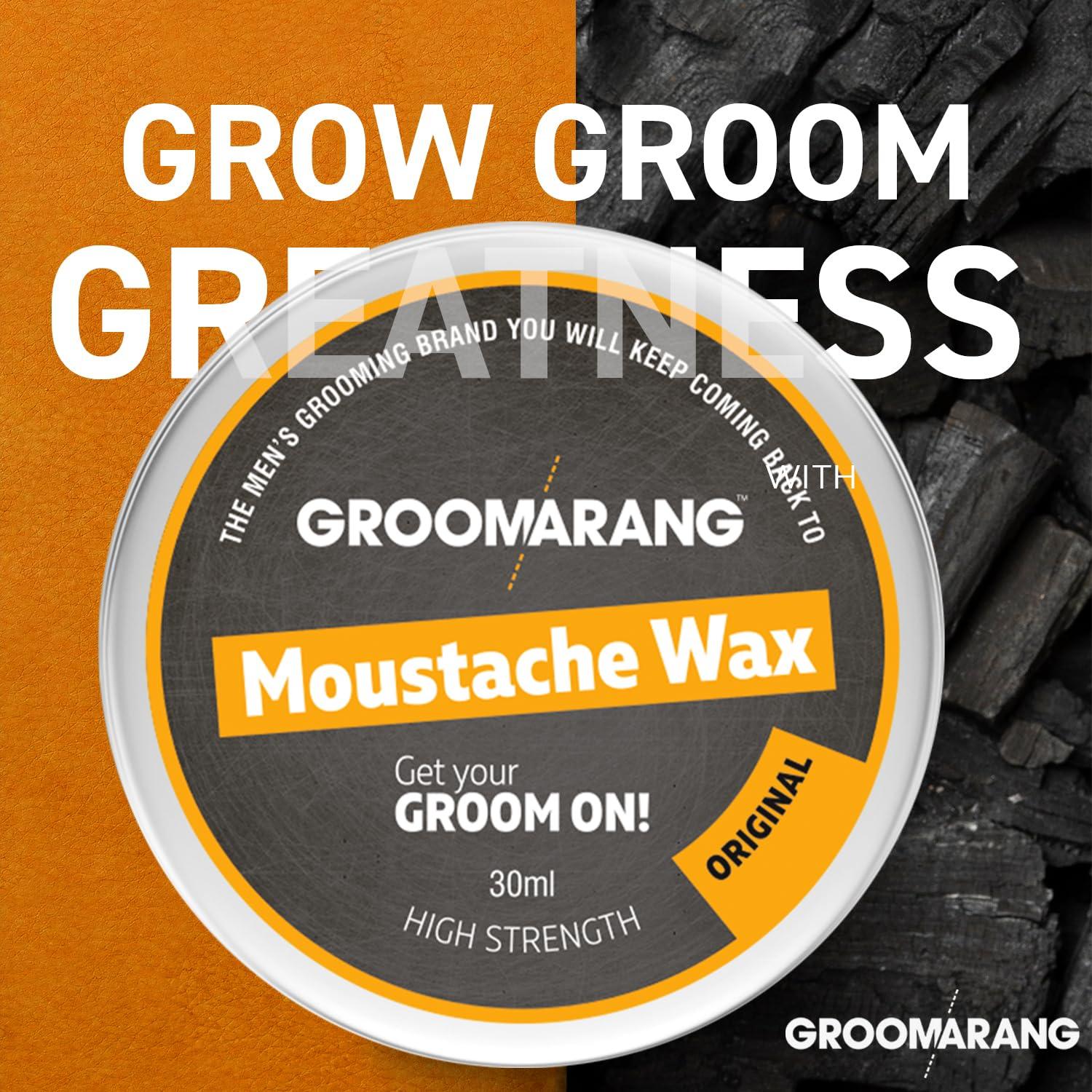 Groomarang Groomarang Moustache & Beard Wax Extra Strong Original 100% Natural Hair Care Organic & Vegan 30ml (medium)