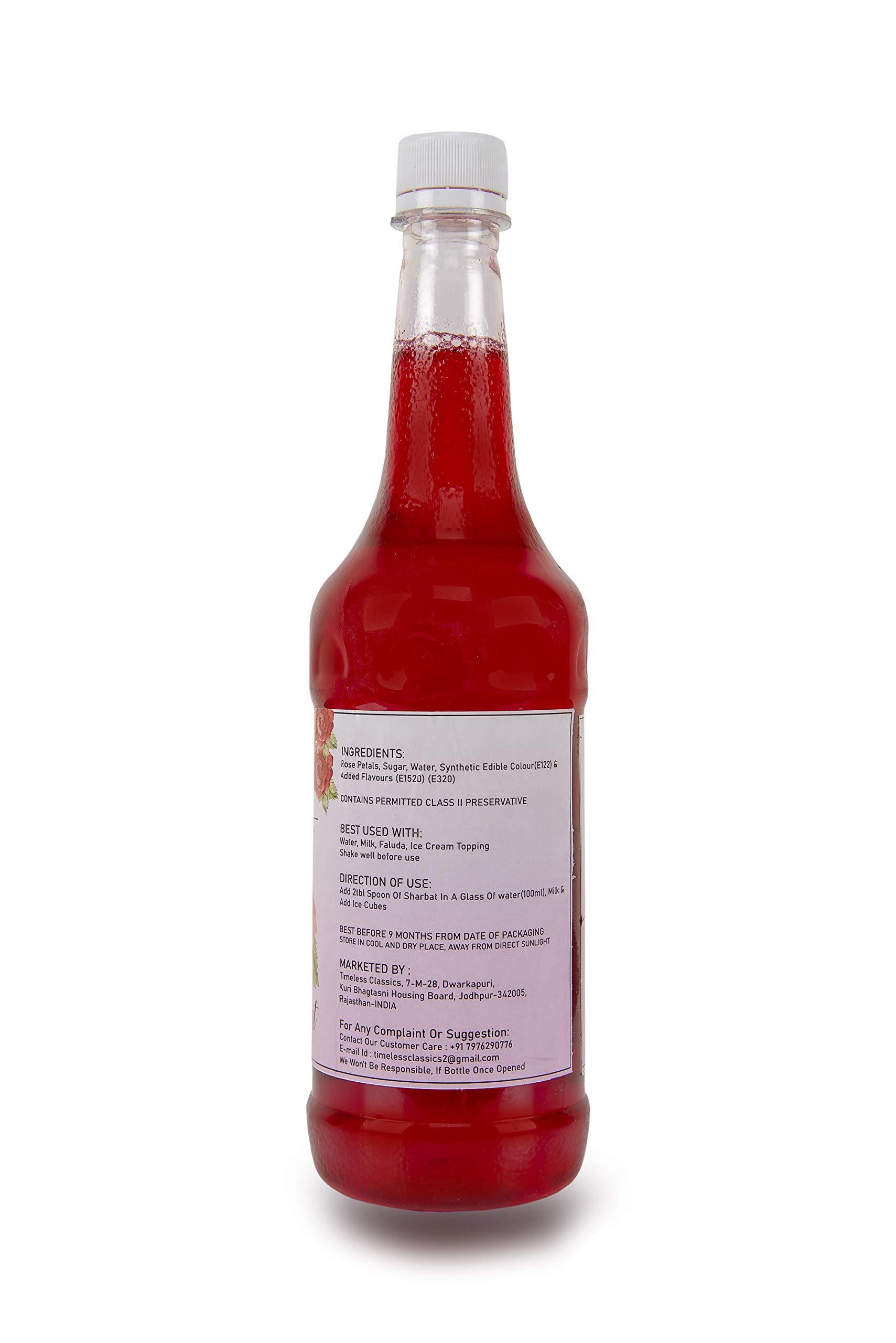 Timeless Food Timeless Food : Gulab Sharbat, Rose Syrup From Natural Rose Petals, 750 Ml, 1000 grams