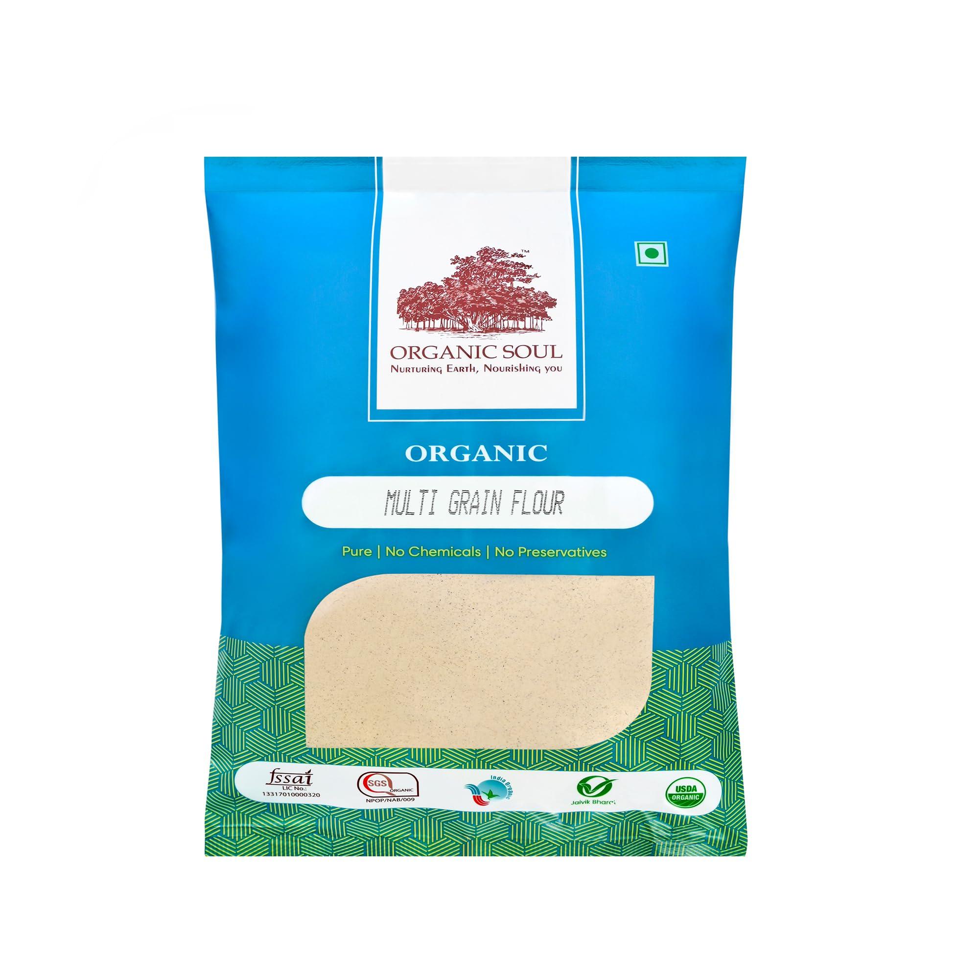 Organic Soul Organic Soul - Organic Multigrain Flour 900_Gm | Ragi, Amranthan, Besan, wheat | 100% Organic (Mix Atta)