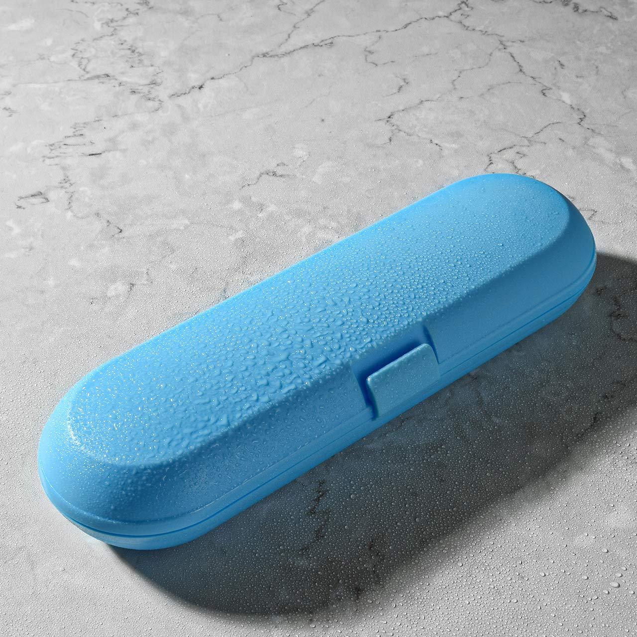 CM CM 2 Pcs Plastic Travel Case Toothbrush Carrying Case Holder Container Compatible with Oral B Pro, Sonicare and Other Electric Toothbrush (Blue & Pink)