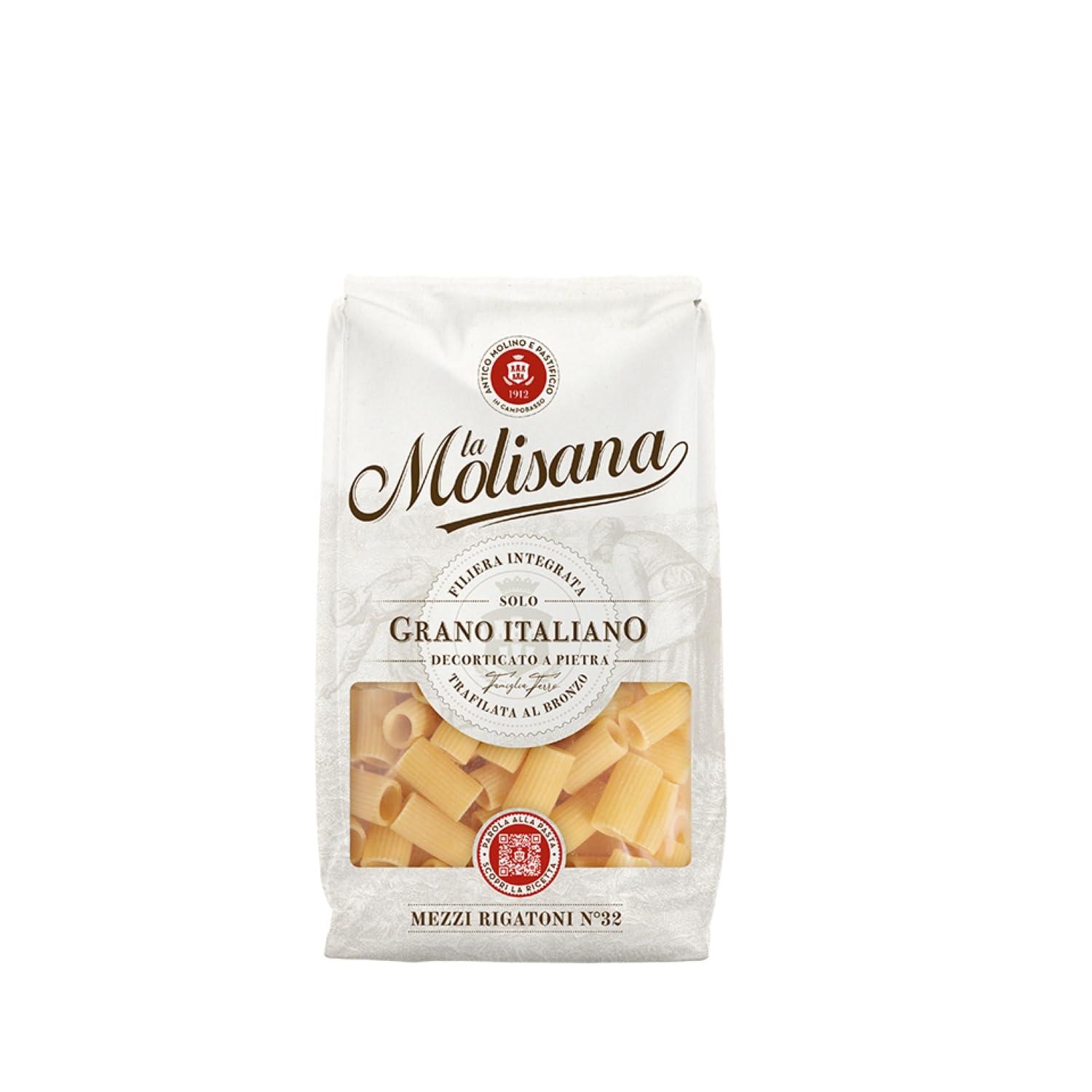 La Molisana La Molisana Mezzi Rigatoni N°32 Durum Wheat Semolina Pasta, 17.64 oz / 1.1 lbs / 500 g
