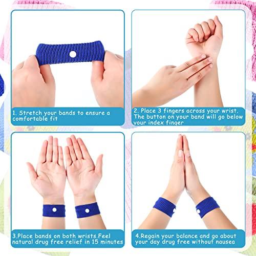 Tondiamo 4 Pairs Kids Motion Sickness Bands Travel Wristbands Kids Motion Sickness Relief Band Nausea Bands Motion Sickness Wristbands Car Sickness Bracelet for Kids for Morning Sea Flying Travel