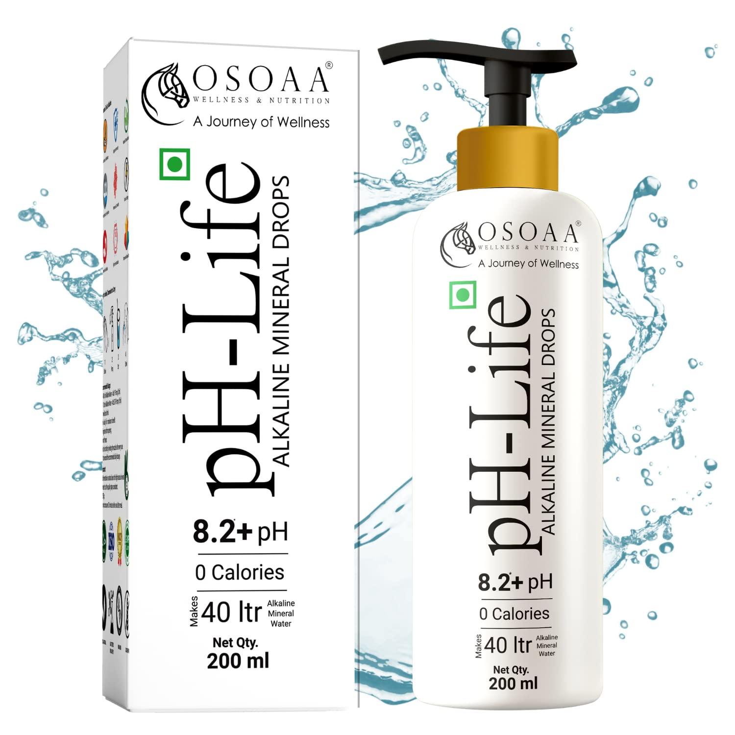 OSOAA OSOAA Ph-Life Vegetarian Alkaline Mineral Water Drops (200Ml)|Makes 40L Alkaline Water|8.2+ Ph Booster Drops For Ro Water|14 Minerals,0 Calorie|Drinking Water Enhancer Liquid