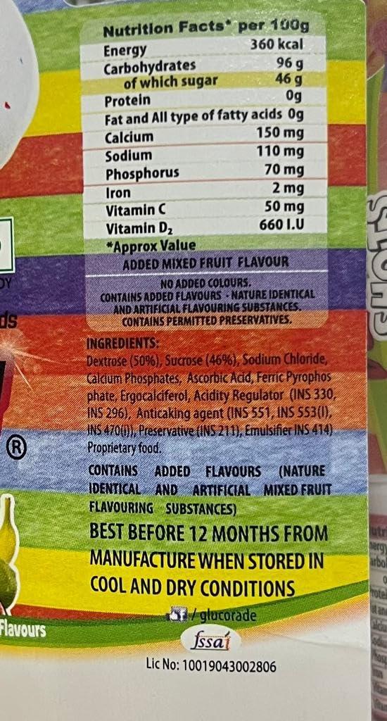 Glucorade Glucorade Shots Glucose Energy Tablets | Mix Fruit Flavour | Jar pack of 20 Tubes | Glucose provides instant energy