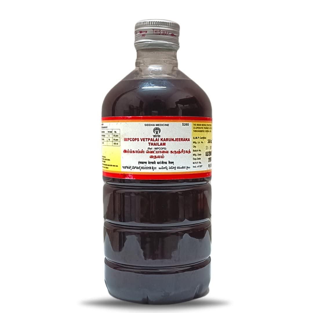 IMPCOPS IMPCOPS Vetpalai Karunjeeraka Thailam - Siddha Medicine - Detoxify blood and useful in skin diseases like Psoriasis, 500 ml