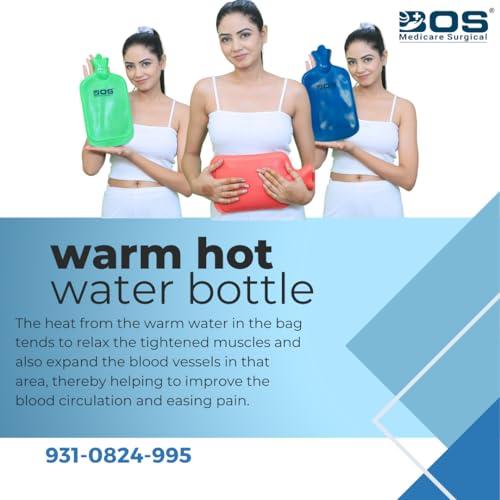 BOS MEDICARE SURGICAL Bos Medicare Surgical Hot Water Bag 2L Reusable Pain Relief, Sport Injuries Cramps & Relaxation for Aches Portable Fishtail Design Blue color