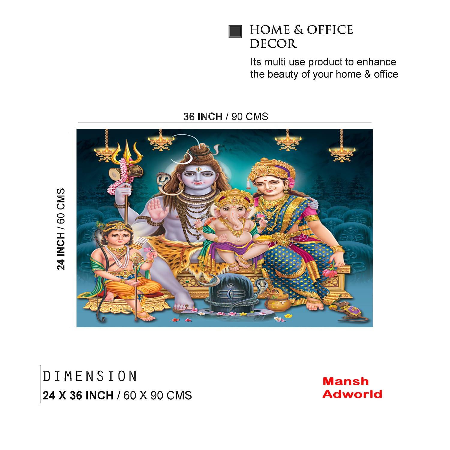 mansh adworld,h1/64A,budh vihar phase-1 new delhi- 3D HIGHTH Qwality SHIV PARIWAR ,Big Saij Large living room hall ofish spash ,water proof washebal plain item walpeper Home Decor Home Imprument,wall sickar,wall maunt self laif,1{saiz-36 in x 24 in} in }