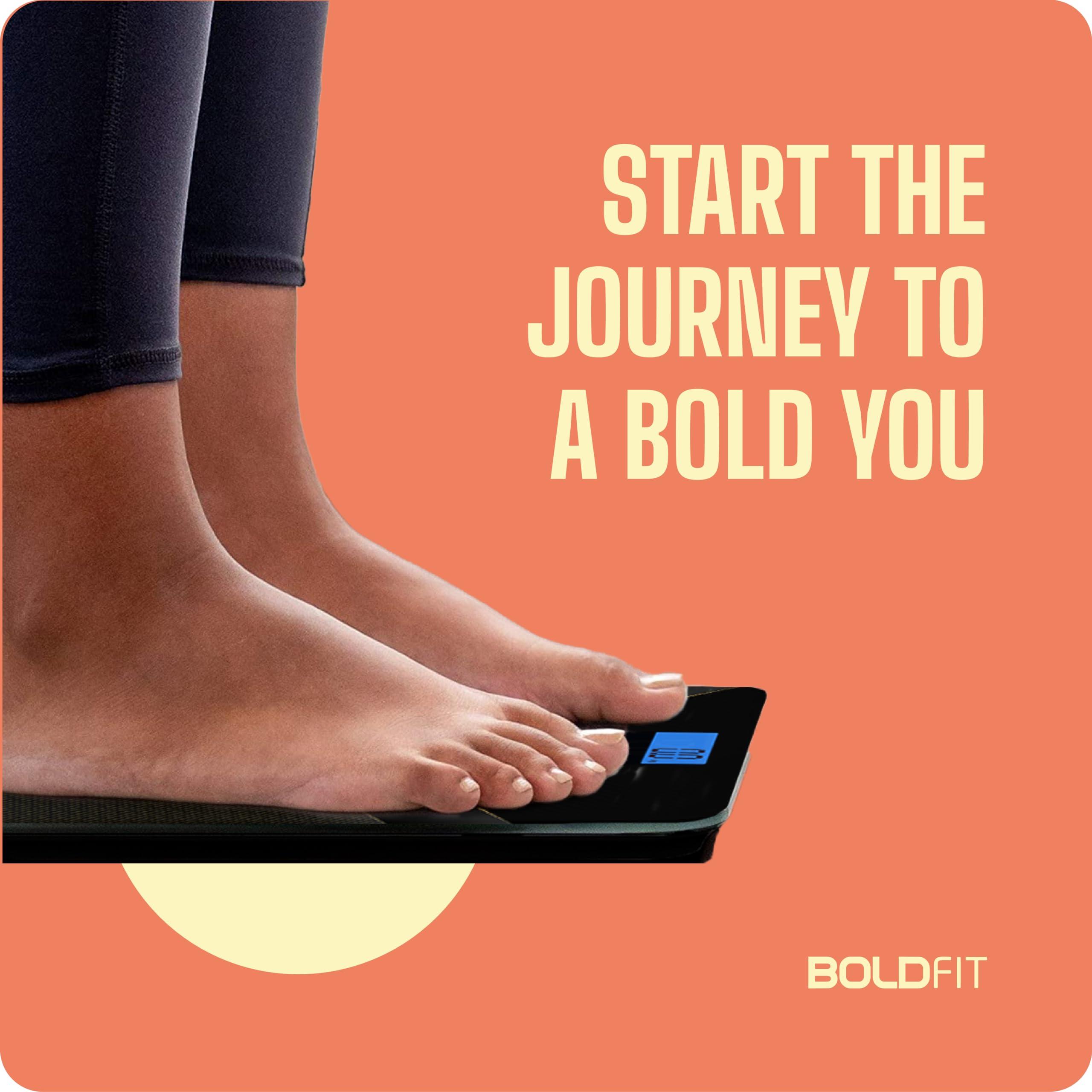 Boldfit Boldfit Weight Machine for Body Weight Weighing Machine Digital Bathroom Scale for Human Body Weight Measurement Extra Thick Weighing Scale for Home with Large LCD Display 18Months Warranty-BlackGold