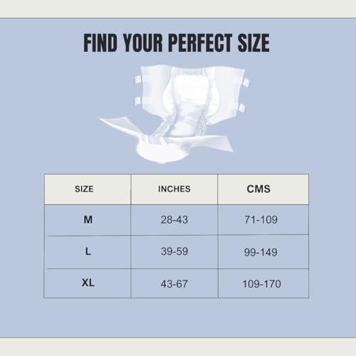 BON BON BonBon Premium Adult Diaper Tape Style Large - 10 Count with Soft Ultra Leak Guard and Anti-Bacterial Absorbent Core (L- 39-59 INCH)