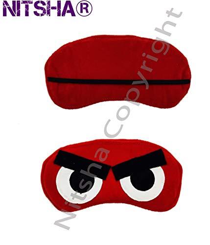 Nitsha Nitsha Velvet Blind Sleeping Cartoon Character Eye mask shade for Men Women Girls Boys Kids - Black and Red Model No.18