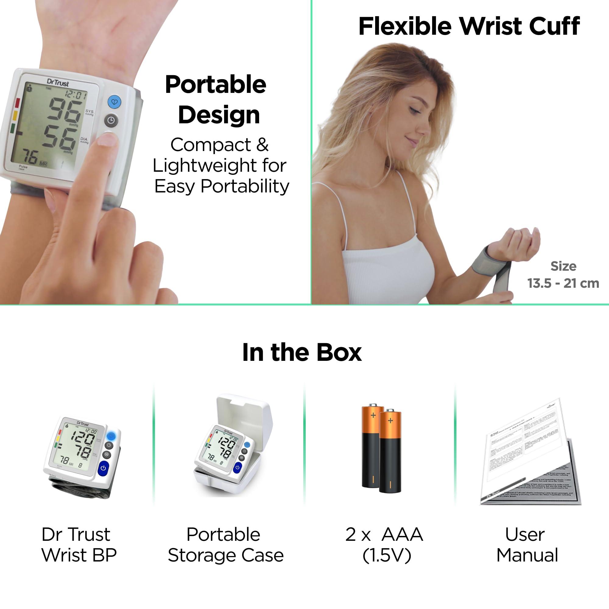 Dr Trust Dr Trust USA Wrist BP Monitor with Cuff -125 Digital Blood Pressure Monitoring Machine for Home Use, Automatic BP Testing Watch for Easy Use