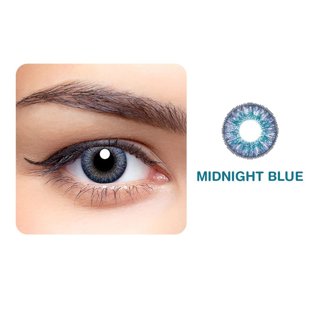 Generic Aryan Super Premium Monthly Disposable Color Contact lens most safest enthralling cosmetic lens for Men and Women 2 Pcs - Midnight Blue (-8.50)