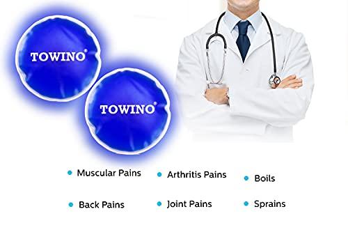TOWINO TOWINO® Reusable Round Gel Ice Pack Soft Flexible Use Microwave Hot or Freezer Cold for Injuries Pain Relief,Tired Eyes,First Aid, Reduce Swelling or Soreness | Size 13cm (Pack of 2) Made In India