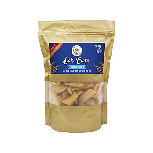 Life Life Gluten Free Oats Chips - Cream & Onion (Pack of 3) Each-100g - Healthy Munch Anytime Snack