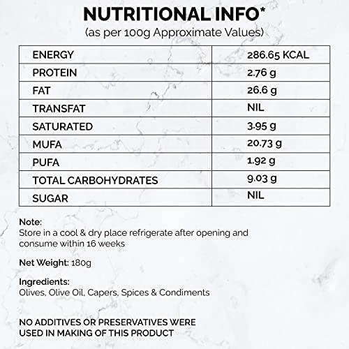 The Gourmet Jar The Gourmet Jar Olive Tapenade for Sandwich and Pasta - Nutty Dip with Kalamata Olives - Gluten Free - Nut Free Spreads - 180 Gm, Pack of 1