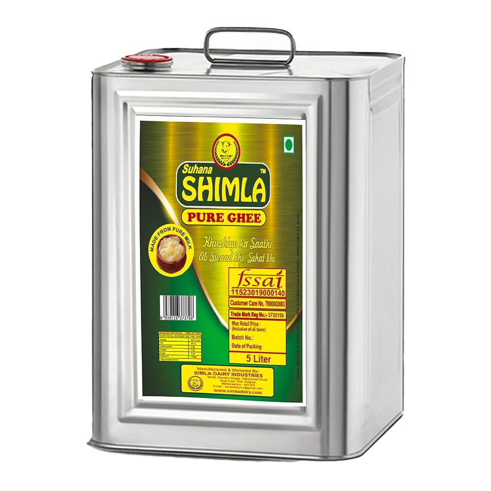 Simla Dairy Industries Simla Dairy Industries Suhana Simla Premium 5 Liter Danedar Buffalo Ghee Pure Desi Ghee - 5000 Ml