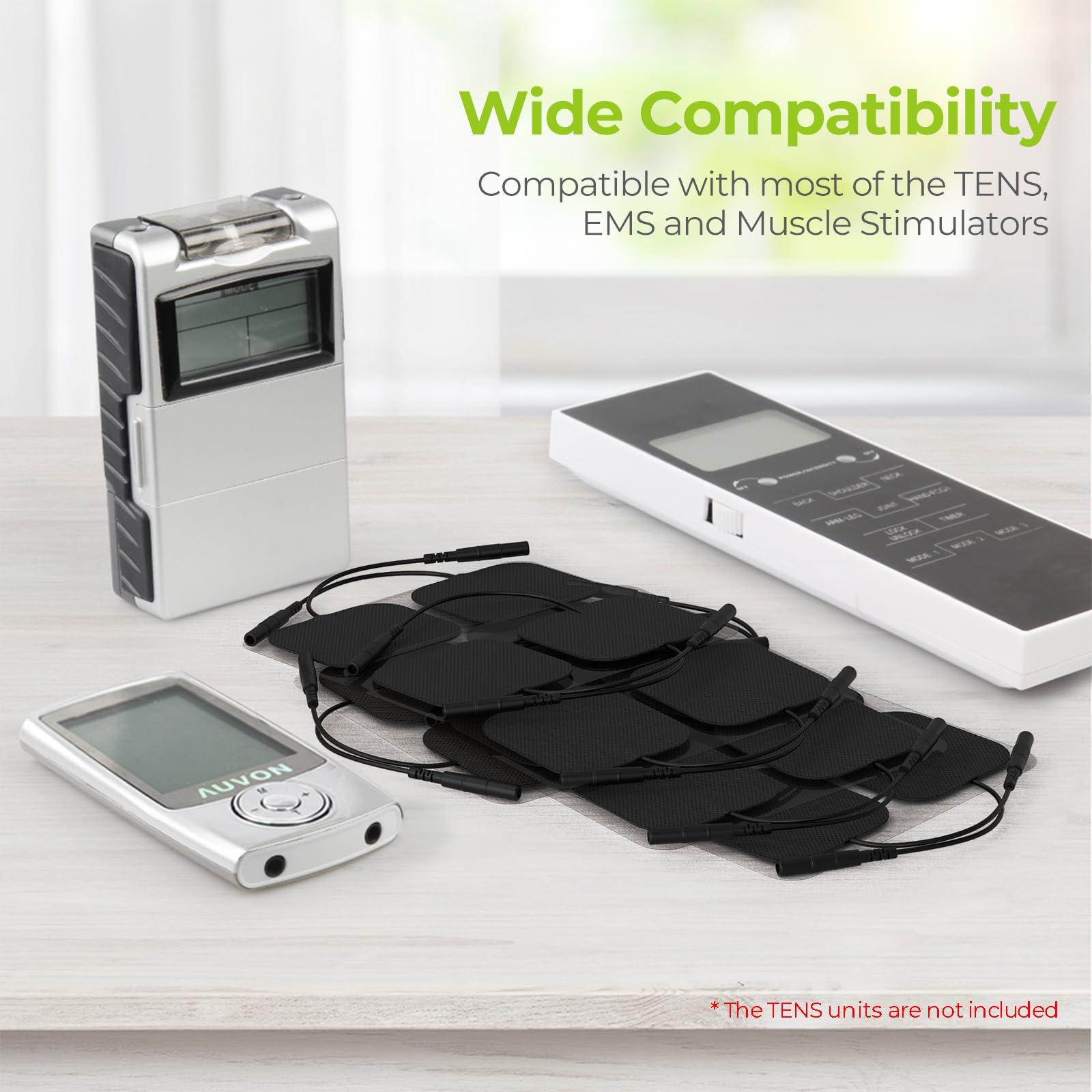 AUVON AUVON TENS Unit Pads 2X2 20 Pcs, 3rd Gen Latex-Free Replacement Pads Electrode Patches with Upgraded Self-Stick Performance and Non-Irritating Design for Electrotherapy (Black)