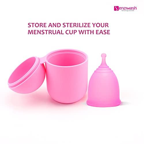 Senziwash Senziwash Menstrual Cup Sterilizer and Case | Easy-To-Use | Kills 99% Of Germs In 3 Minutes | Microwave Friendly | Reusable Silicone Sterilizing Holder (Sterilizer & Case (Pink))