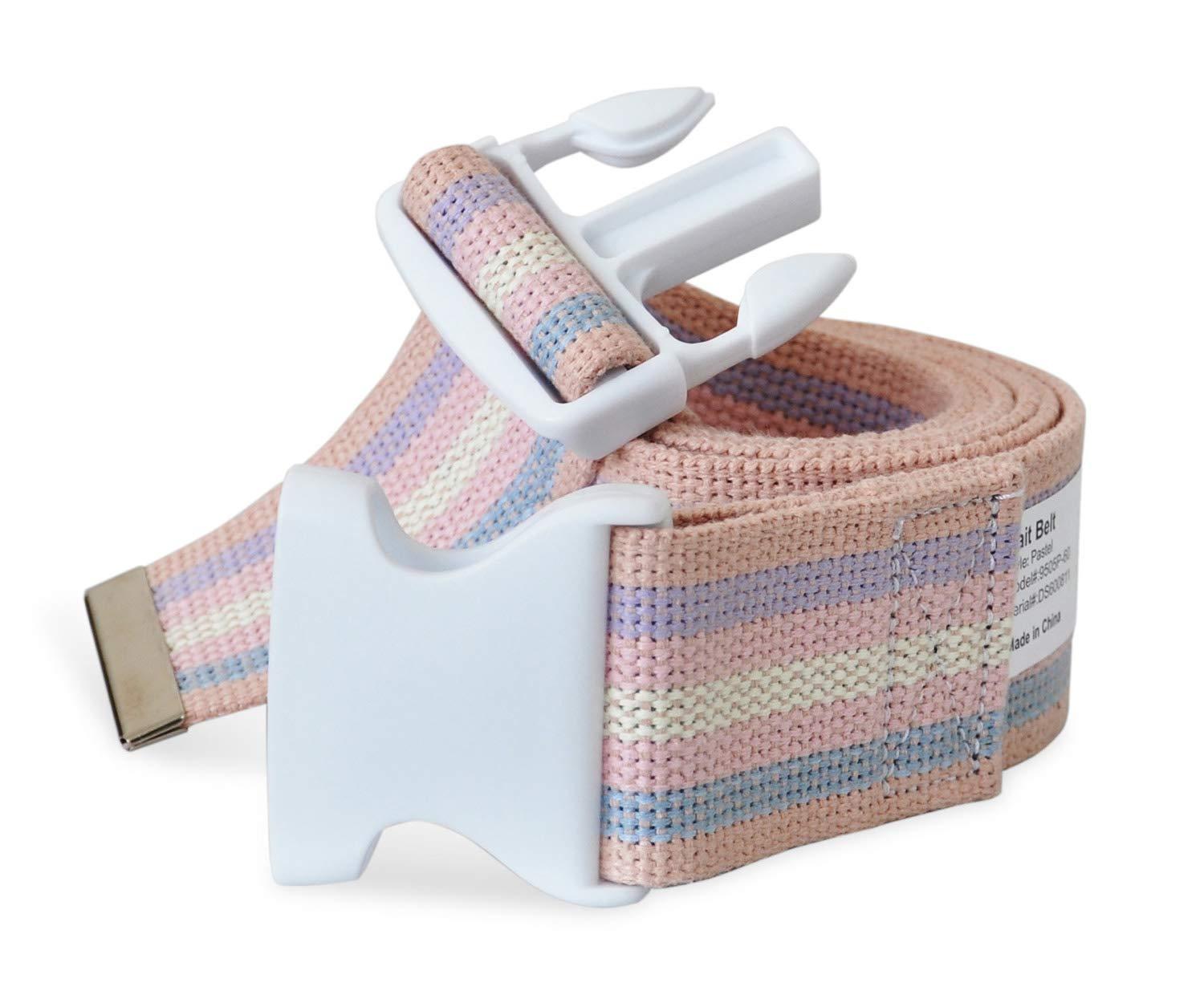 NYORTHO NYOrtho Plastic Buckle Gait Belt - Adjustable Machine Washable Strong and Durable Cotton Material Latex Free, Pastel, 72\"