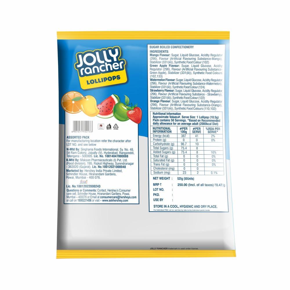 HERSHEY\'S HERSHEY\'S Jolly Rancher Lollipops 525gm Pouch, Mango