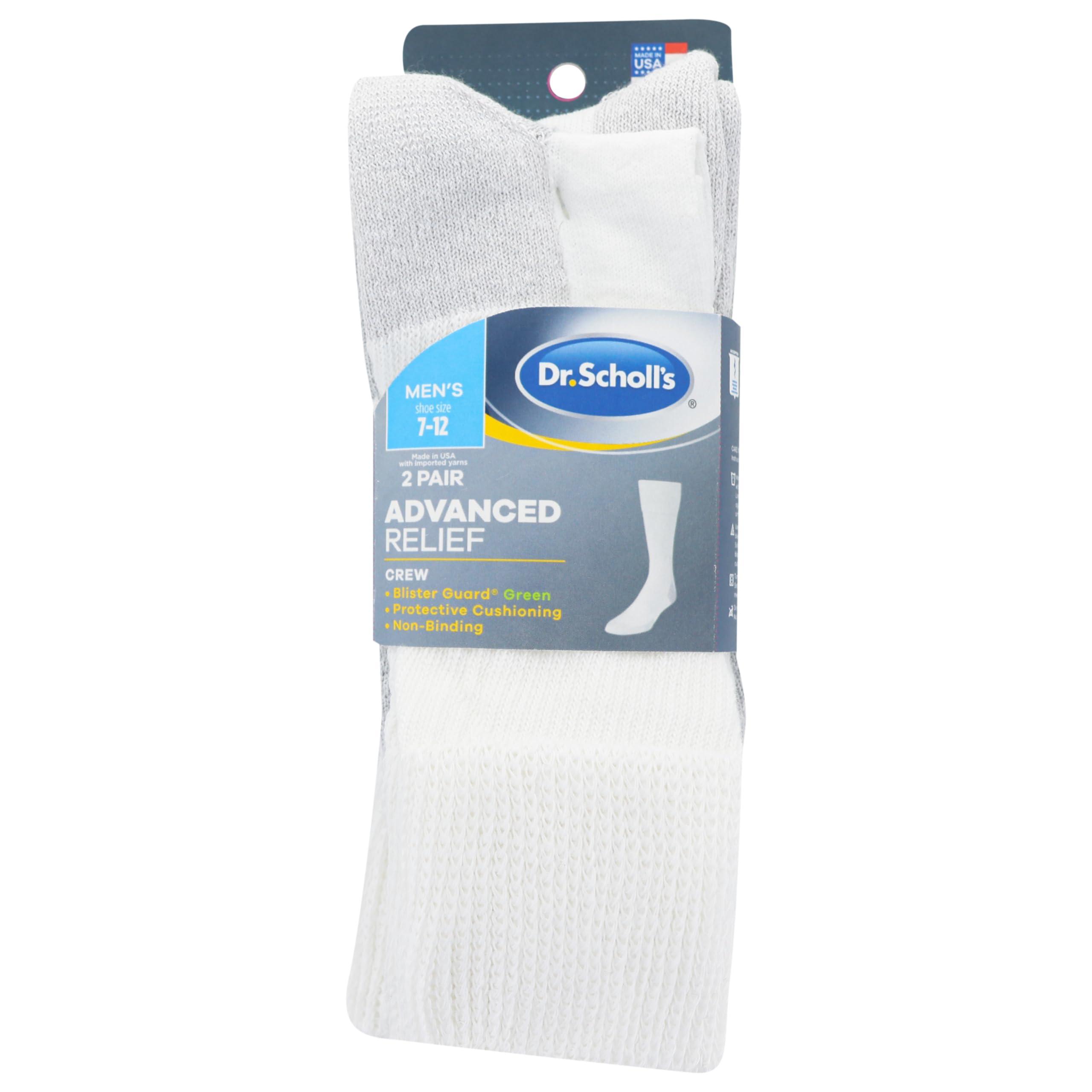 Dr. Scholl\'s Dr. Scholl\'s Men\'s Advanced Relief Diabetic Crew 2 Pack Socks, White, Sock Size: 10-13/Shoe Size:9-11