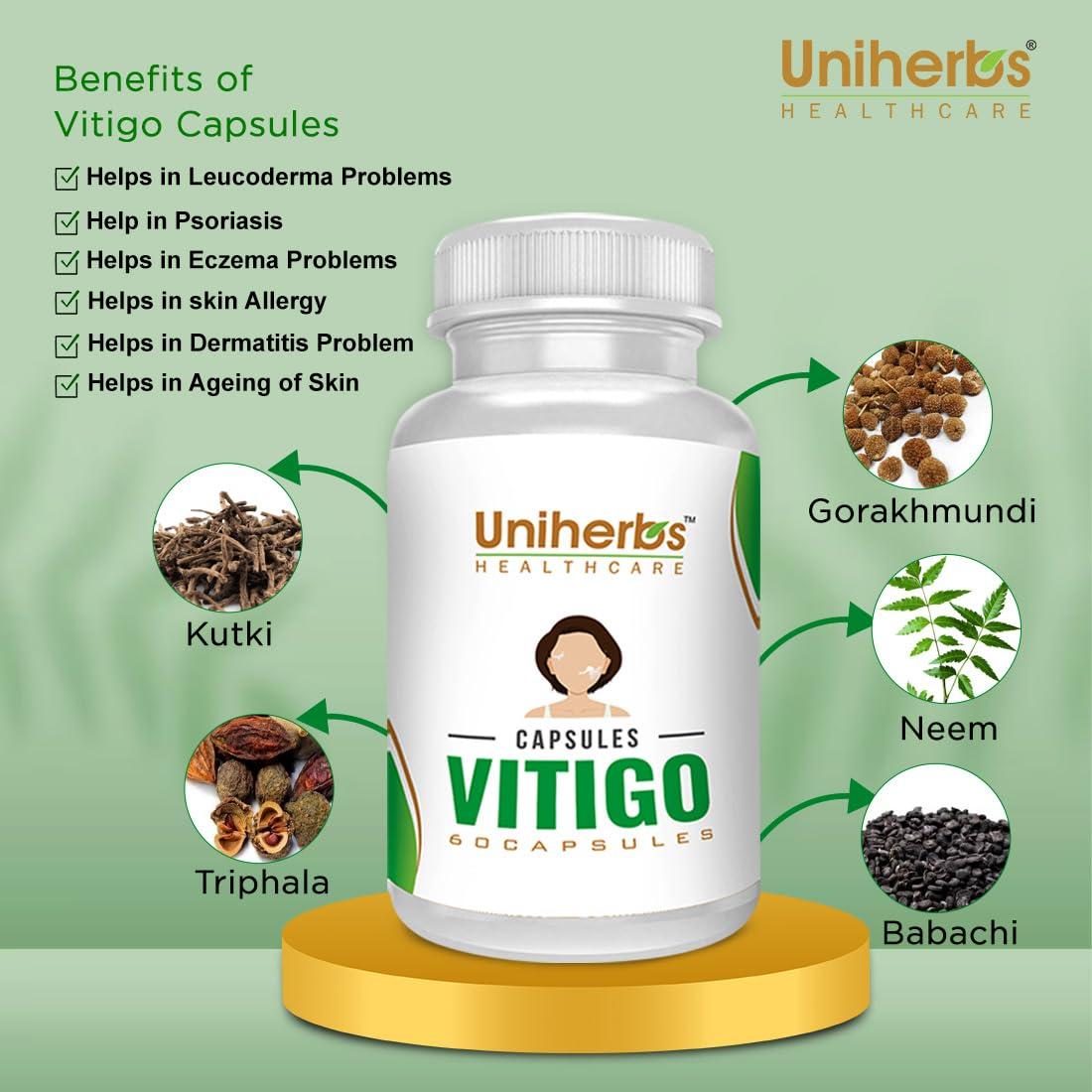 Uniherbs Uniherbs Vitigo Capsule For White Patches, Discolouration, Repigmentation Ayurvedic Medicine For Men and Women,(60 Capsule) (1)