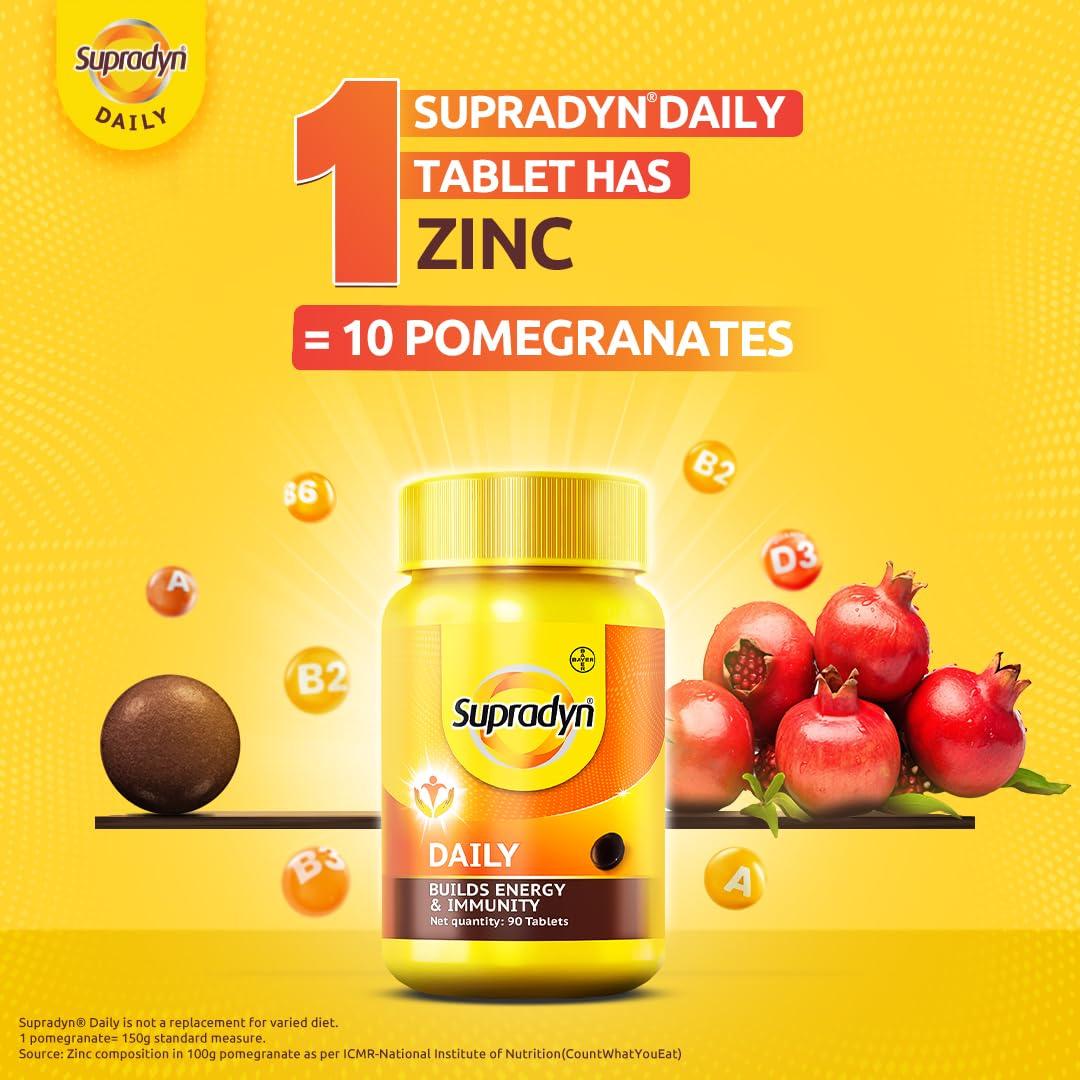 Supradyn Supradyn Daily India\'s No.1 Multivitamin (90 tablets) with Vitamin D, Vitamin B12, Vitamin C, Vitamin E, Vitamin A, Zinc, Magnesium for Daily Energy & Immunity for Men & Women