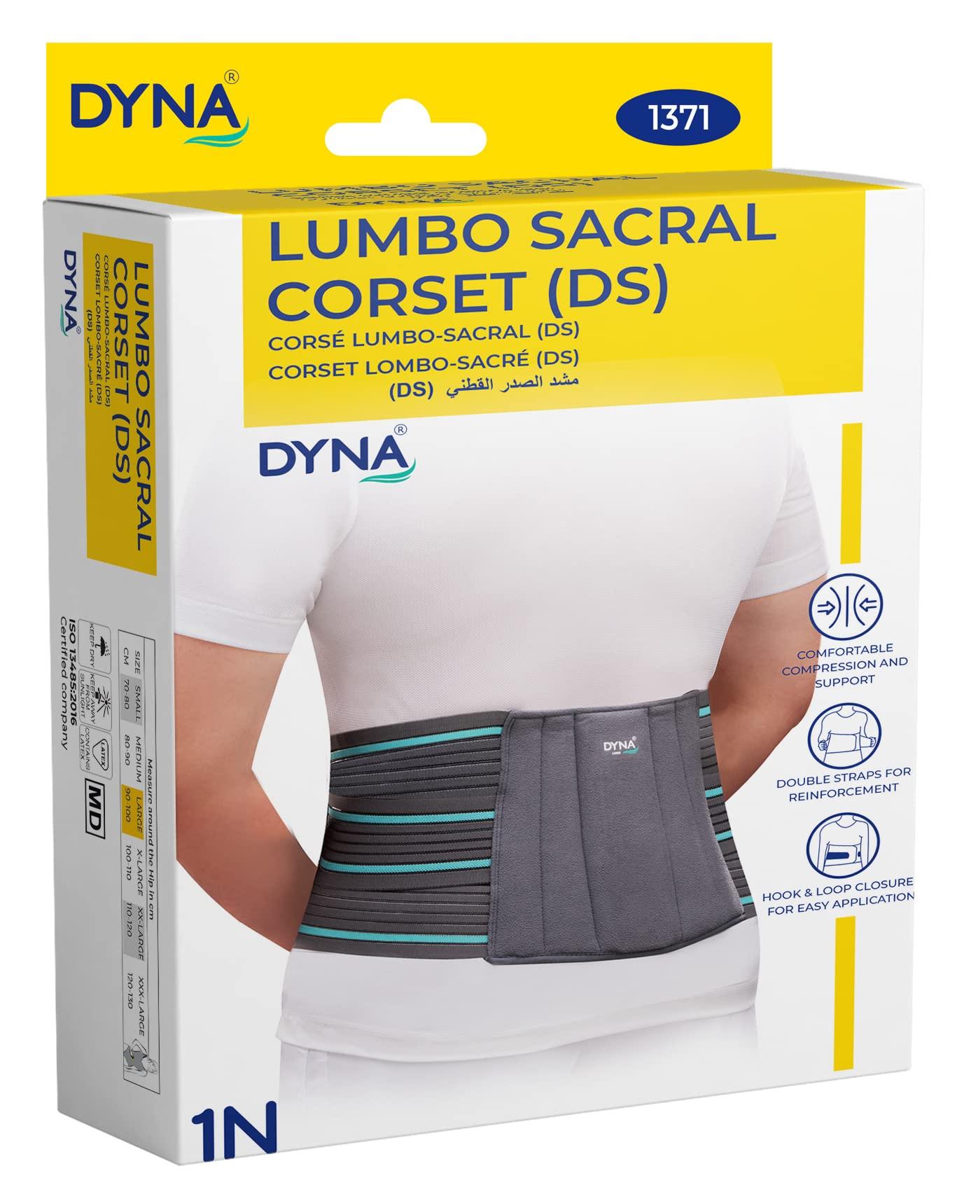 Dyna Dyna | Lumbo Sacral (L.S.) Corset | Back Pain Relief Belt | Lower Back Brace Support | Contoured Lumbar Support | Dual Adjustable Straps | For Men and Women. (LARGE)
